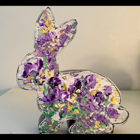Other - 🐰💜violet rabbit💜🐰 hand painted wood bunny